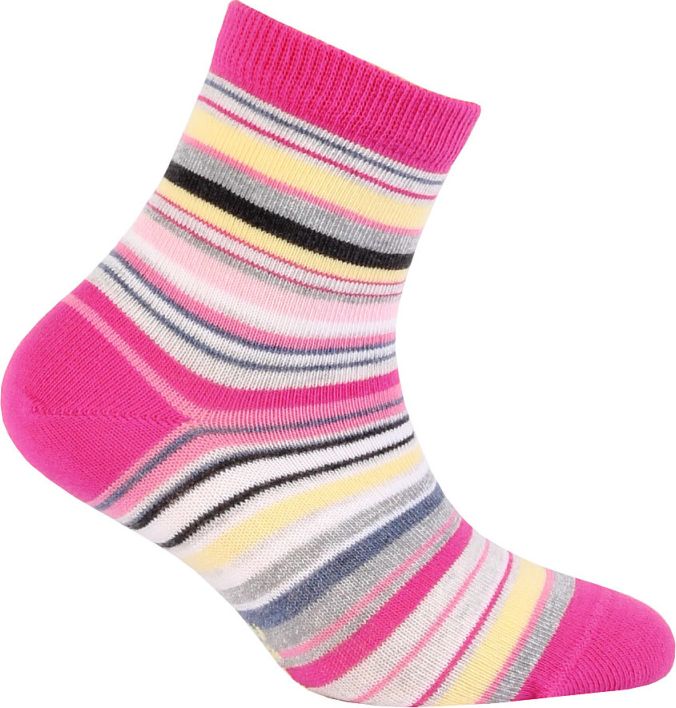 Dívčí vzorované ponožky GATTA PROUŽKY růžové Velikost: 21-23 - obrázek 1