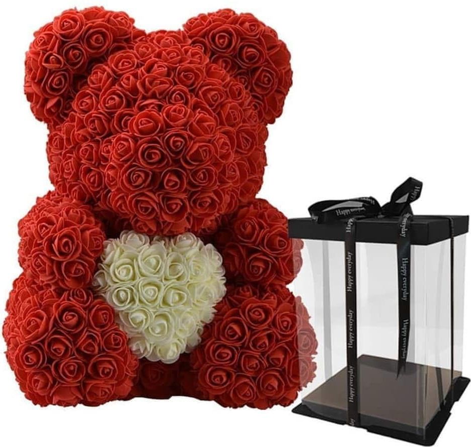 PRC Červený medvídek z růží 30 cm - obrázek 1