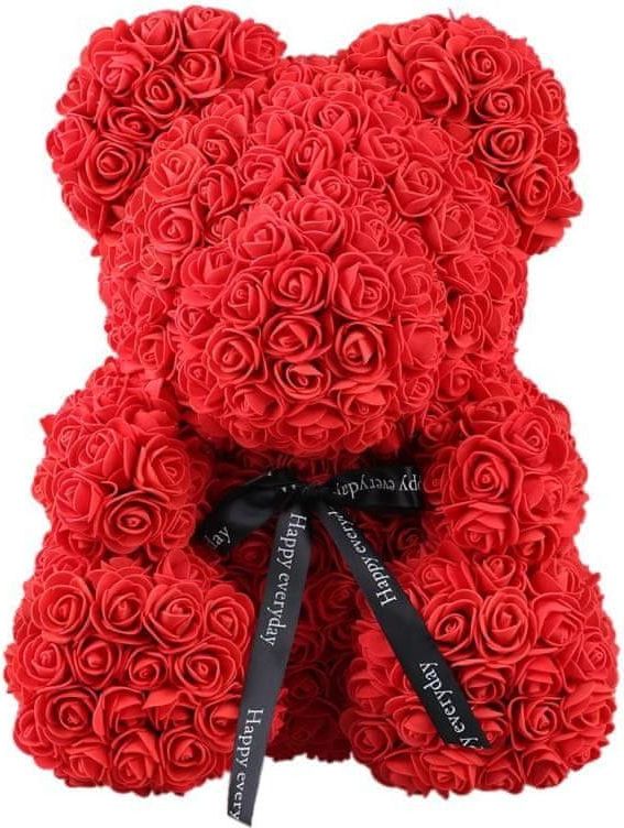 PRC Červený medvídek z růží 25 cm - obrázek 1