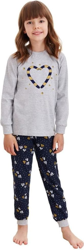 TARO Dětské pyžamo Ada šedé s vánočními paličkami 104 - obrázek 1