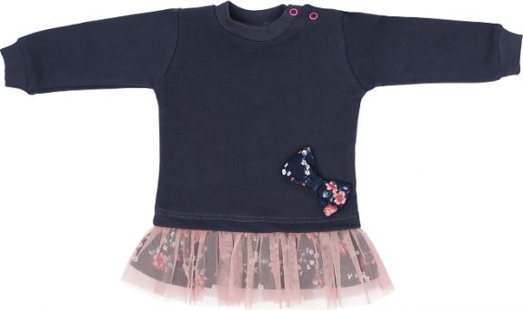Mamatti Dětské tričko,tunika s růžovým týlem Flowers - granátové, vel. 92 - obrázek 1