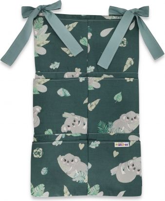 Baby Nellys Bavlněný kapsář na postýlku 6 kapes, Tropical Koala, zelená - obrázek 1