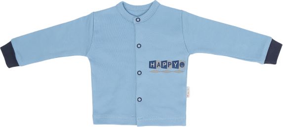 Mamatti Novozenecká bavlněná košilka, kabátek Happy - modrá, vel. 56 - obrázek 1