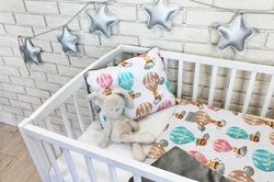 Sada 2-dílná LUX - dětská deka a polštářek - LÉTAJÍCÍ BALÓN se šedou - BabyNellys - obrázek 3