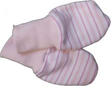 Rukavice kojenecké bavlna - PROUŽKY růžové - 0-4měs. - obrázek 1