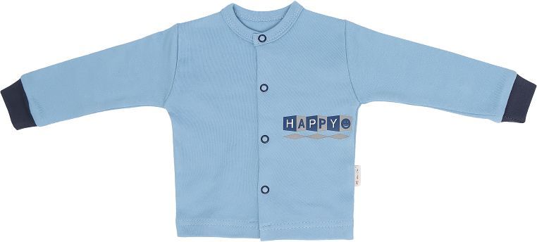 Mamatti Novozenecká bavlněná košilka, kabátek Happy - modrá - 56 (1-2m) - obrázek 1