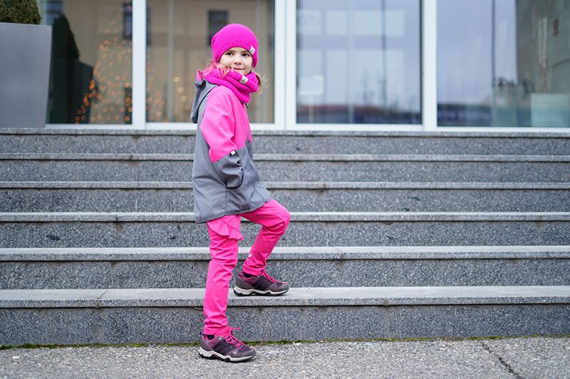 Unuo, Dětská softshellová bunda s bambusovým úpletem Street, Šedá, Fuchsiová Velikost: 74/80 - obrázek 6
