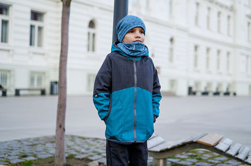 Unuo, Dětská softshellová bunda s bambusovým úpletem Street, Petrolejová, Tm. Šedá Velikost: 74/80 - obrázek 6