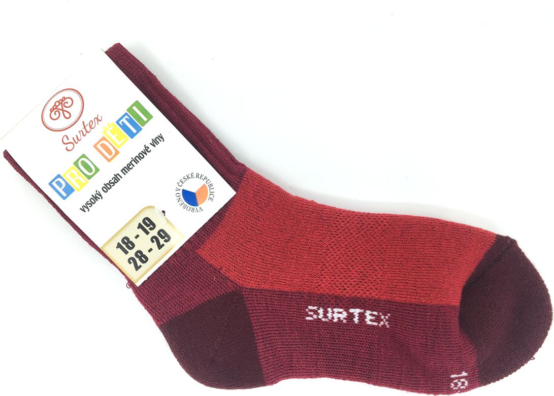 Zimní ponožky Surtex 80% Merino Červené Velikost: 27 - 29 - obrázek 1