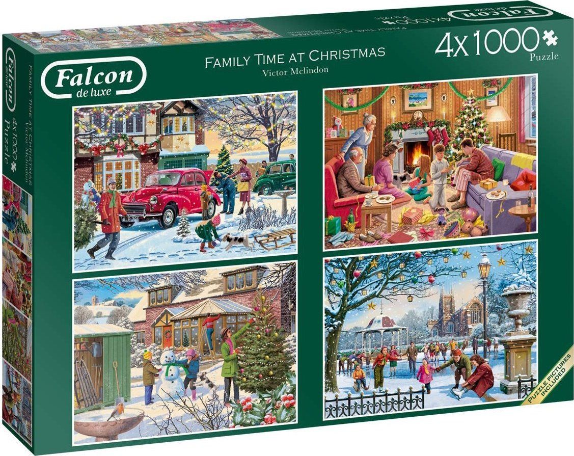 FALCON / JUMBO FALCON , JUMBO Puzzle Vánoční svátky s rodinou 4x1000 dílků - obrázek 1