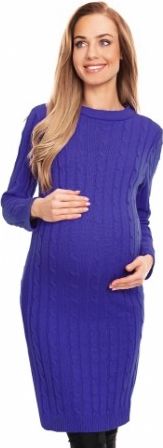 Be MaaMaa Těhotenské, pletené šaty - fialové - obrázek 1