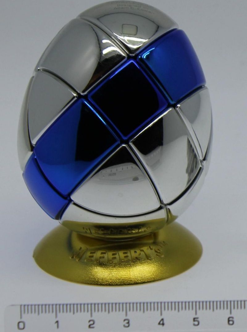 Metalised egg 3x3 No.7 (Silver with middle blue) - obrázek 1