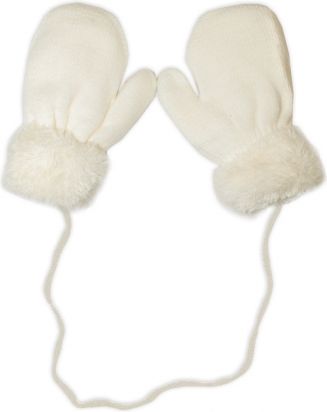YO ! Zimní kojenecké rukavičky s kožíškem - se šňůrkou YO - smetanové/smetanový kožíšek - obrázek 1