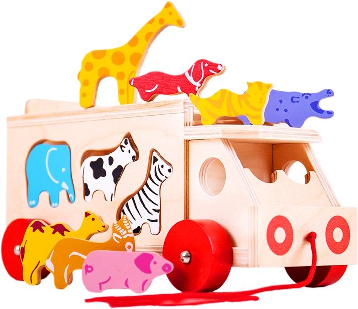 Bigjigs Toys Dřevěné auto se zvířátky - obrázek 1