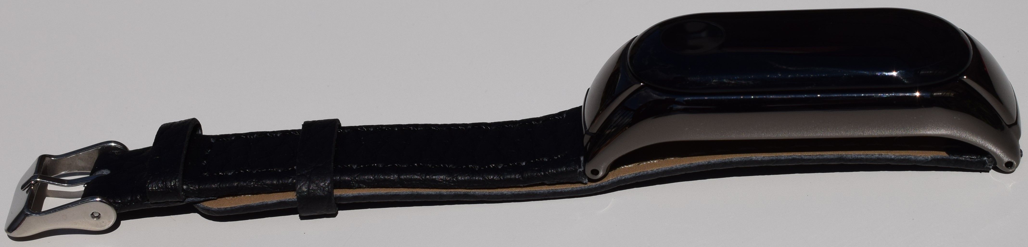 Xiaomi MiBand 3 / MiBand 4 kožený náramek Černá - obrázek 1