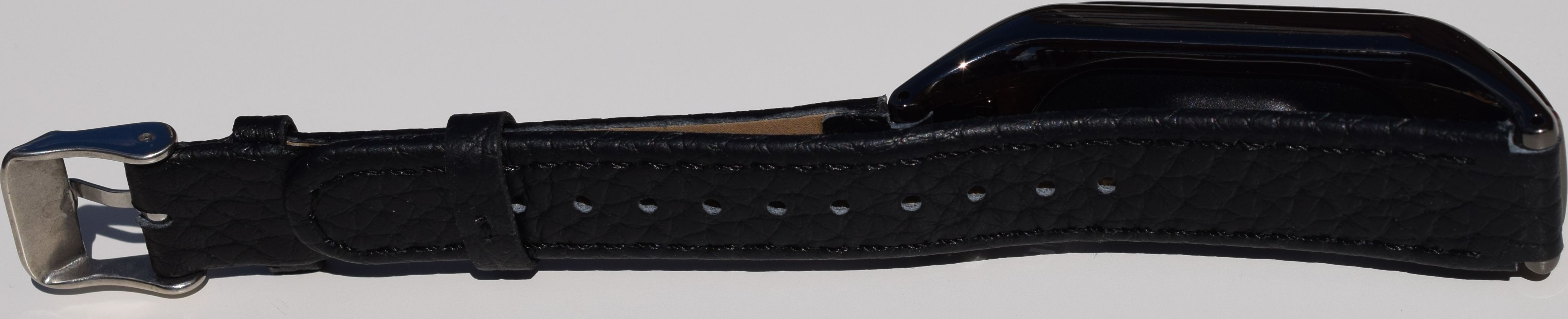 Xiaomi MiBand 3 / MiBand 4 kožený náramek Černá - obrázek 2