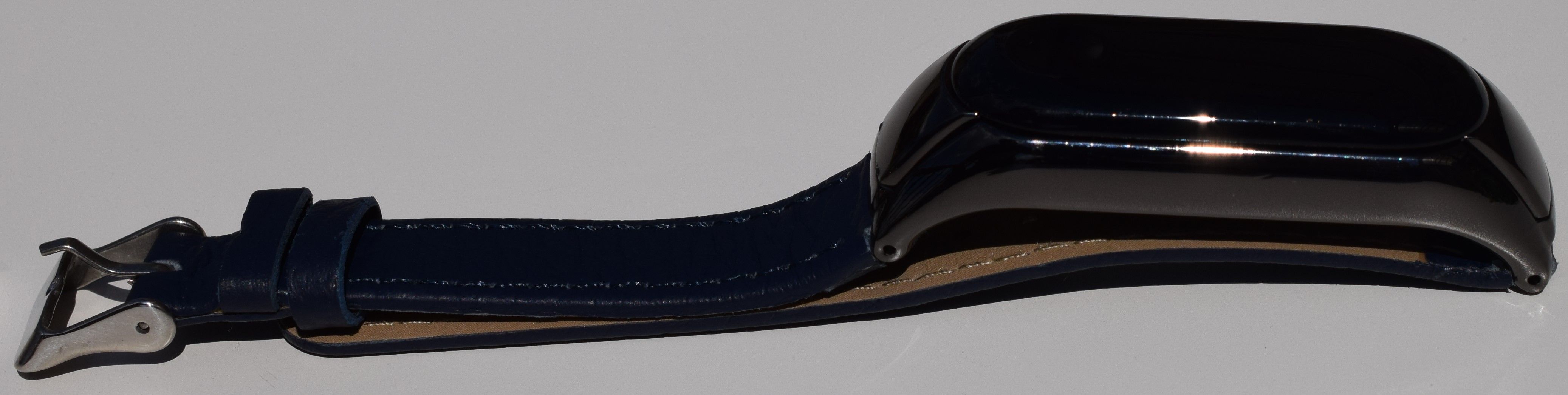 Xiaomi MiBand 3 / MiBand 4 kožený náramek Tmavě Modrá - obrázek 1