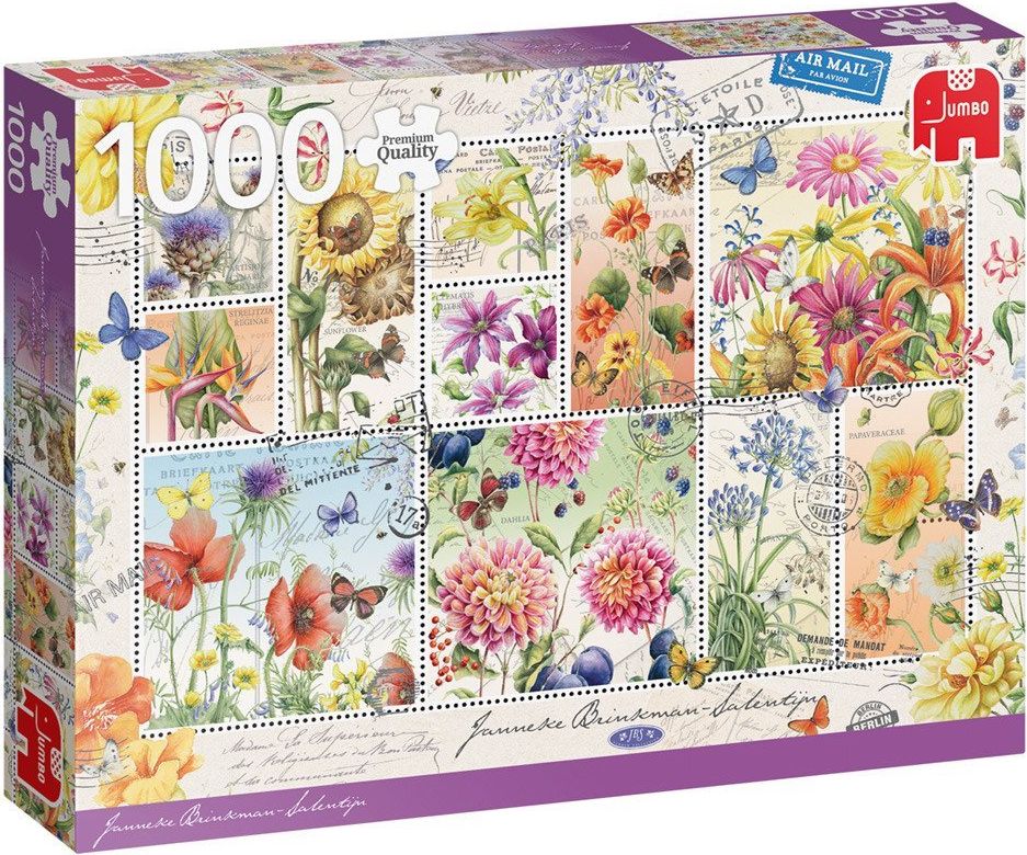 JUMBO Puzzle Letní květinové známky 1000 dílků - obrázek 2