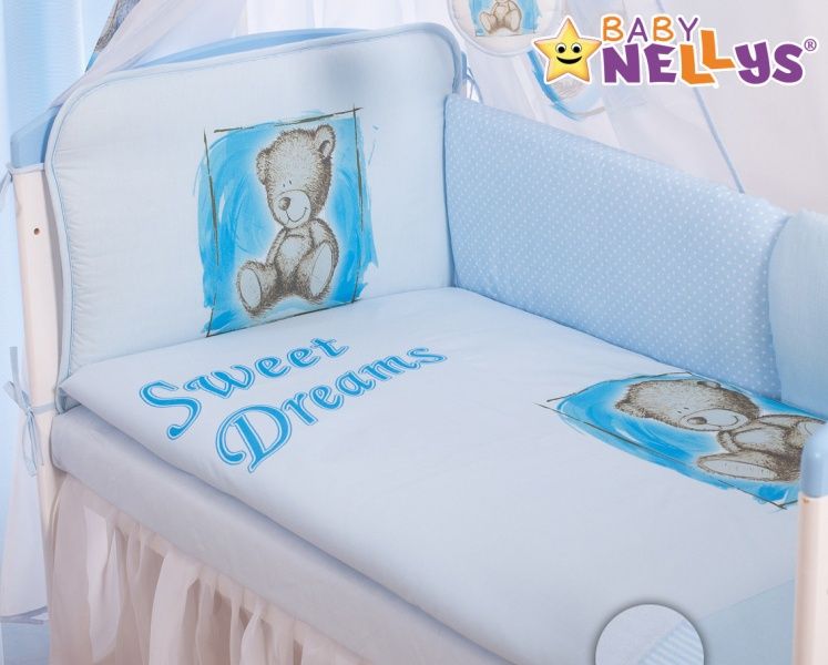 Baby Nellys Baby Nellys Mantinel 360cm s povlečením Sweet Dreams by Teddy - modrý - obrázek 1