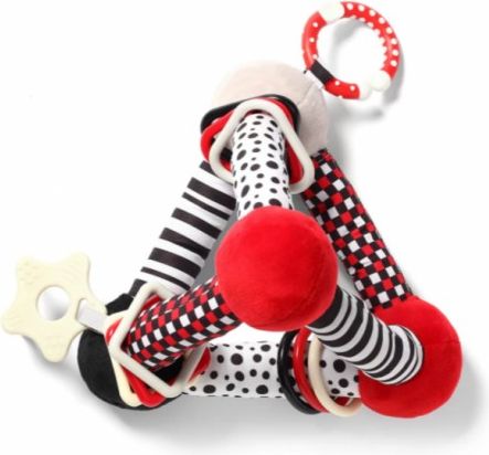 BabyOno Plyšová edukační hračka Tiny Yoga Triangle C - More Collection - černá/červená - obrázek 1