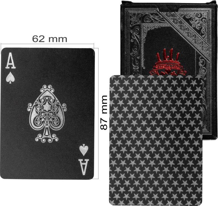 Poker karty plastové - černé/stříbrné - obrázek 6