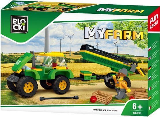 Blocki Blocki stavebnice MyFarm farma Traktor s přívěsem typ LEGO 164 dílů - obrázek 1