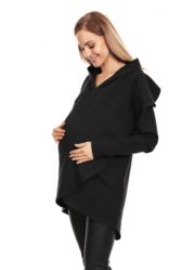 Těhotenská a kojící mikina - PŘEHOZ S KAPUCÍ černý - BeMaaMaa velikost L/XL - obrázek 4