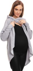 Těhotenská a kojící mikina - PŘEHOZ S KAPUCÍ šedý - BeMaaMaa  velikost L/XL - obrázek 4