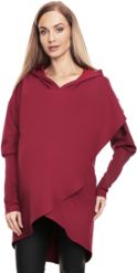 Těhotenská a kojící mikina - PŘEHOZ S KAPUCÍ bordó - BeMaaMaa  velikost L/XL - obrázek 1