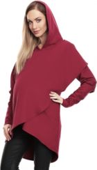 Těhotenská a kojící mikina - PŘEHOZ S KAPUCÍ bordó - BeMaaMaa  velikost L/XL - obrázek 3
