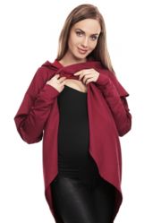 Těhotenská a kojící mikina - PŘEHOZ S KAPUCÍ bordó - BeMaaMaa  velikost L/XL - obrázek 5