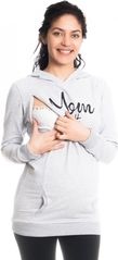Těhotenská mikina/tričko s kapucí - MOM BOSS světle šedé - BeMaaMaa velikost L (40) - obrázek 3