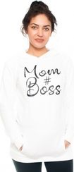 Těhotenská mikina/tričko s kapucí - MOM BOSS bílé - BeMaaMaa   velikost M (38) - obrázek 1