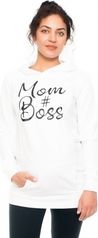 Těhotenská mikina/tričko s kapucí - MOM BOSS bílé - BeMaaMaa   velikost M (38) - obrázek 2