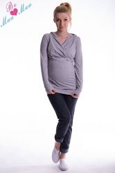 Těhotenská mikina s kapucí - OLINA šedý melír - BeMaaMaa velikost S/M - obrázek 1