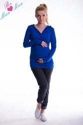 Těhotenská mikina s kapucí - OLINA tmavě modrá - BeMaaMaa   velikost L/XL - obrázek 1