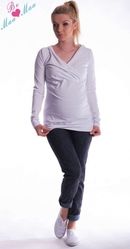 Těhotenská mikina s kapucí - OLINA bílá - BeMaaMaa   velikost L/XL - obrázek 1