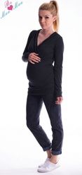 Těhotenská mikina s kapucí - OLINA černá - BeMaaMaa    velikost L/XL - obrázek 1
