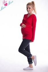 Těhotenská mikina s kapucí - OLINA červená - BeMaaMaa     velikost S/M - obrázek 1