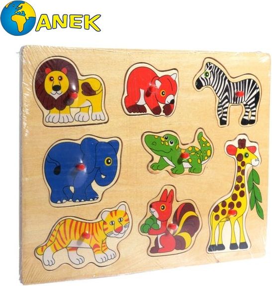 Dětské dřevěné puzzle s úchyty, Anek, zvířátka - obrázek 1