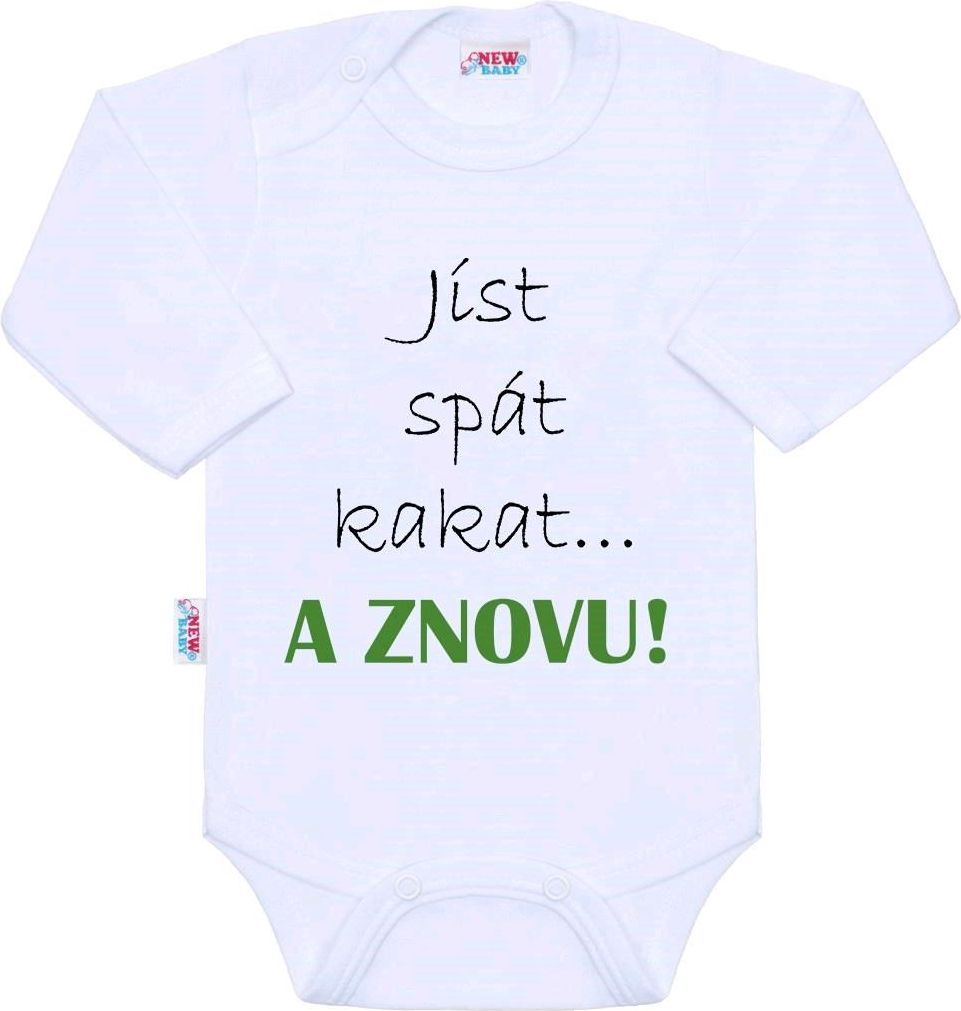 Kojenecké body s českým nápisem New Baby jíst spát kakat... A ZNOVU! velikost 68 - obrázek 1