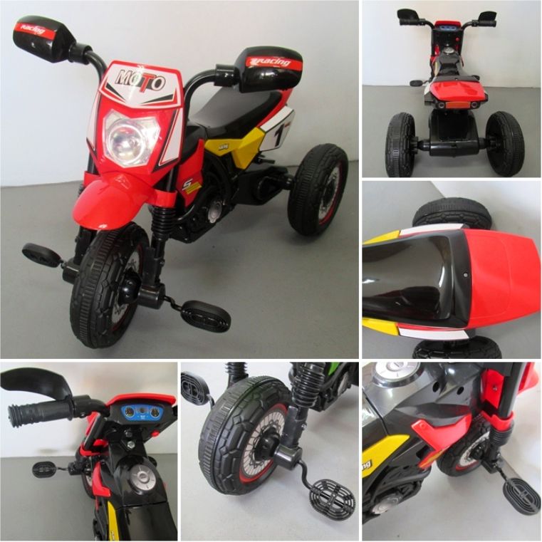 Dětská šlapací tříkolka Motorka - červená - obrázek 5