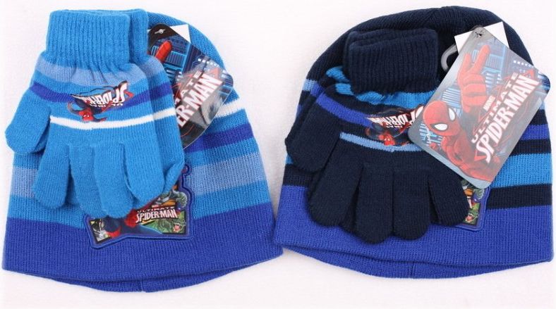 Setino · Dětská / chlapecká čepice + prstové rukavice pro menší děti školkového věku - motiv Spiderman - MARVEL Modrá - obrázek 2