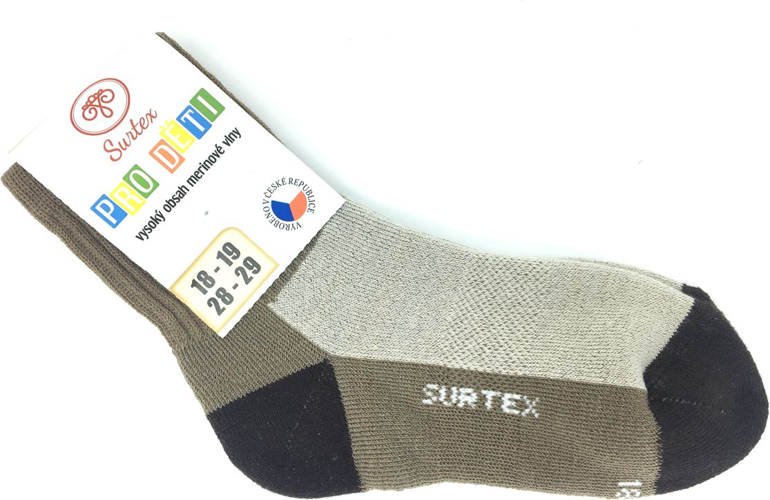 Zimní ponožky Surtex 80% Merino Béžové Velikost: 18 - 19 - obrázek 1