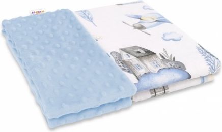 Baby Nellys Bavlněná deka s Minky 100x75cm, Vláček - modrá - obrázek 1