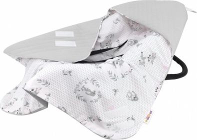 Baby Nellys Oteplená zavinovací deka s kapucí Velvet, 90 x 90 cm, Koloušek - šedá, růžová - obrázek 1