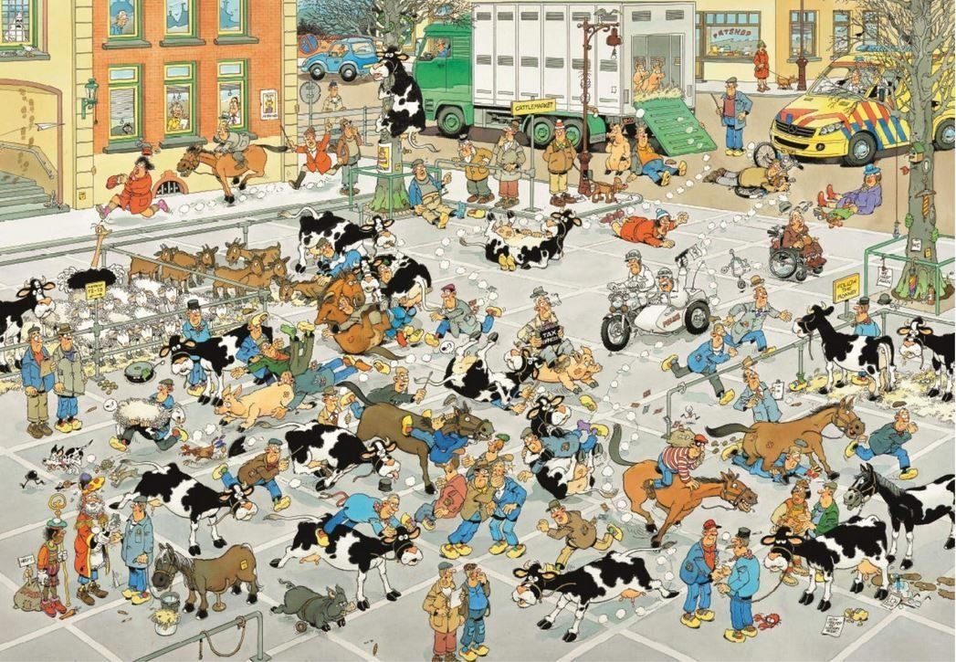 JUMBO Puzzle Trh s dobytkem 1000 dílků - obrázek 1