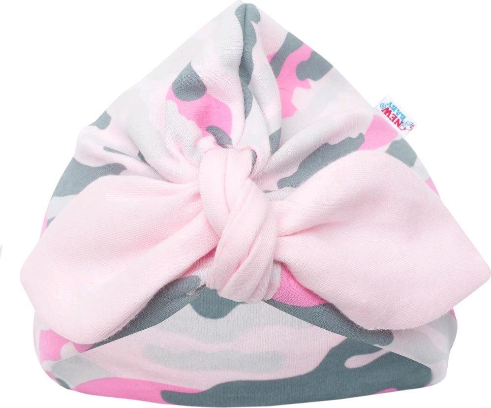 Kojenecká bavlněná čepička turban New Baby With Love růžová 68 (4-6m) - obrázek 1