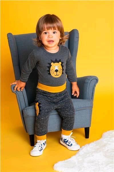 Kojenecké bavlněné tepláčky Nicol Prince Lion melírované šedé 80 (9-12m) - obrázek 2
