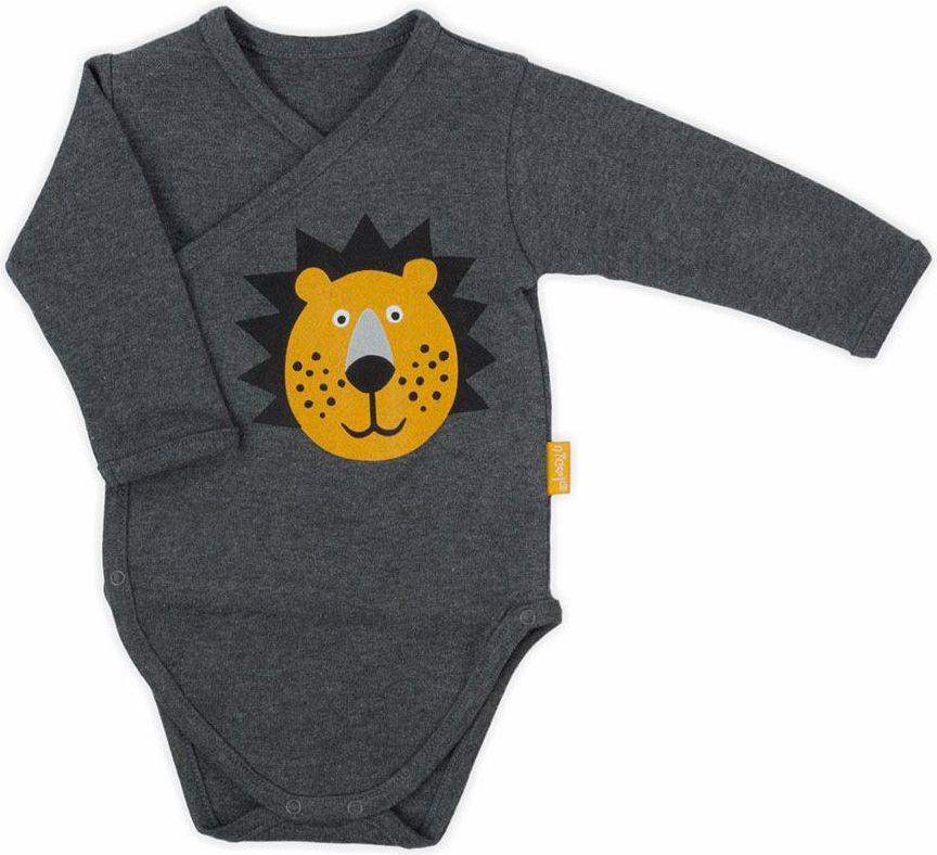 Kojenecké bavlněné celorozepínací body Nicol Prince Lion šedé 56 (0-3m) - obrázek 1